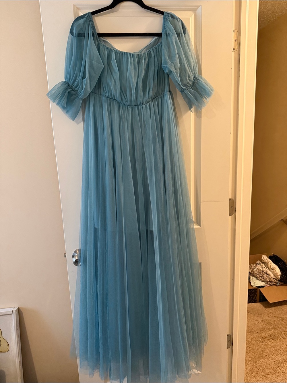 Ever Pretty Light Blue Tulle Maxi Dress